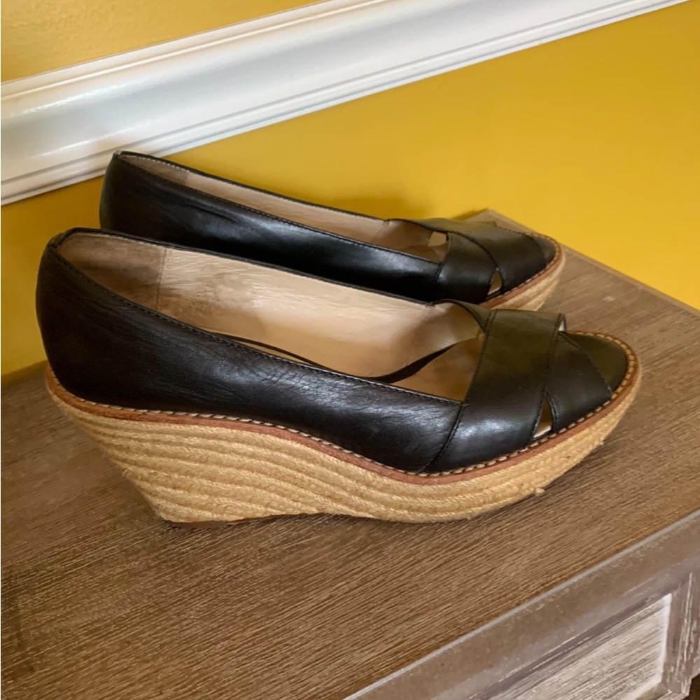 Michael Kors Black Leather Wedges
